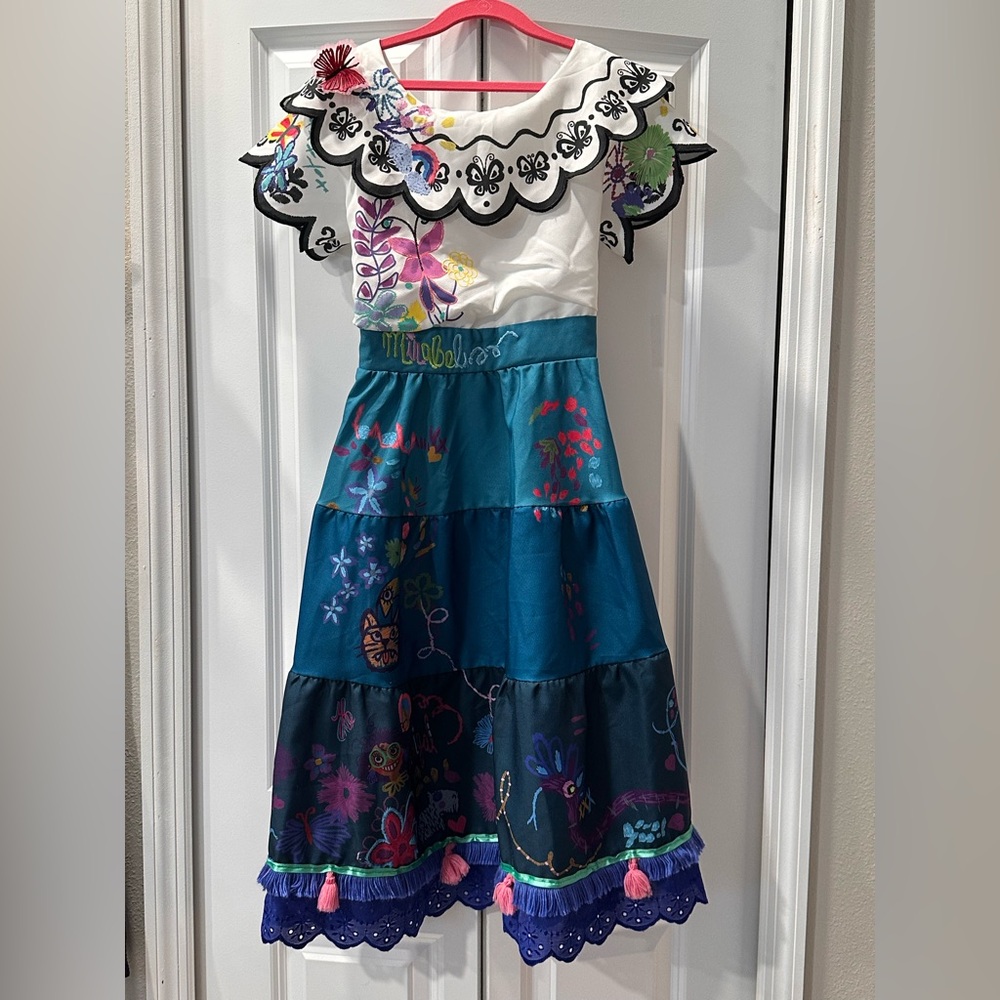 Disney Mirabel from Encanto Dress with Black and Pink Embroidery